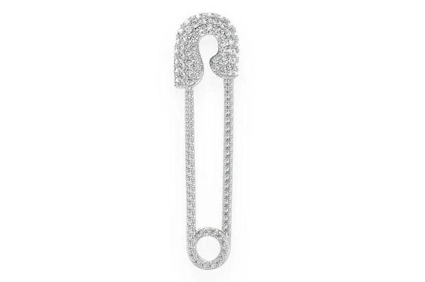 0.80ct Diamond Safety Pin Pendant 14K Solid Gold