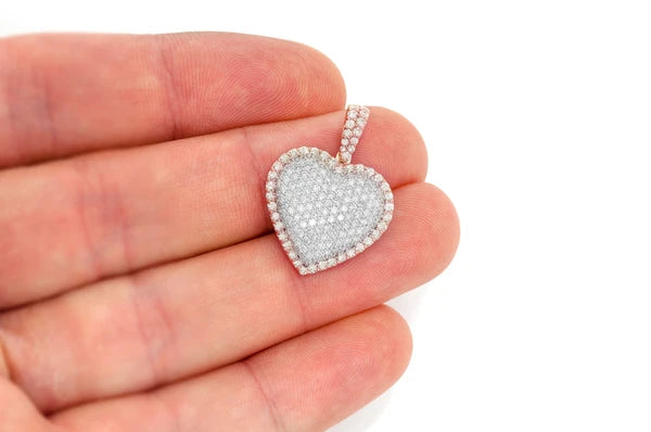 2.00ct Diamond Bubbly Heart Double Layer Pendant 14K Solid Gold