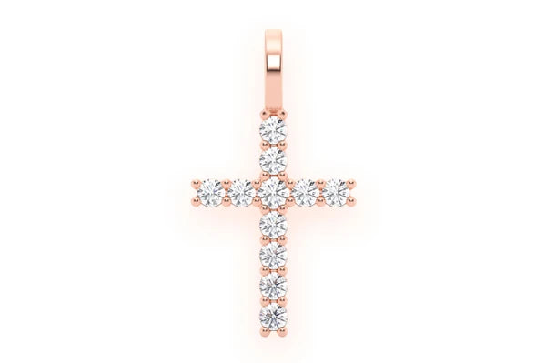 Erkals Jewellers One Row Cross Pendant 18K Gold Diamond 0.25ctw