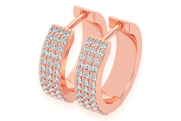 Erkals Jewellers Medium Three Row Huggie Hoop Earrings 18K Gold 0.66ctw