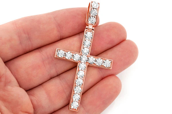 Erkals Jewellers Miracle Set Cross Extra Large Pendant 18K Gold Diamond 0.75ctw
