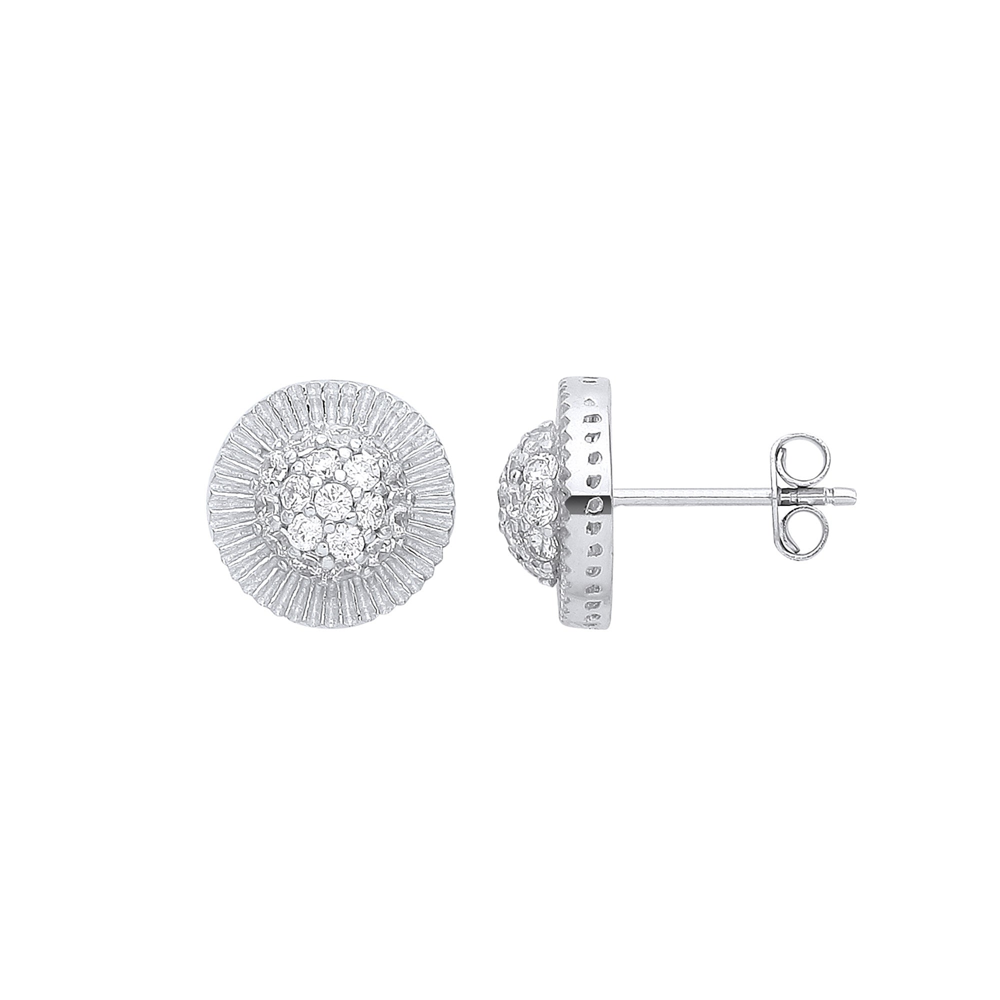 W/G Cz Round 11mm Stud Earrings