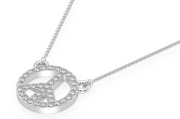 Collier de diamants signe de paix 0,15 ct connecté en or massif 14 carats