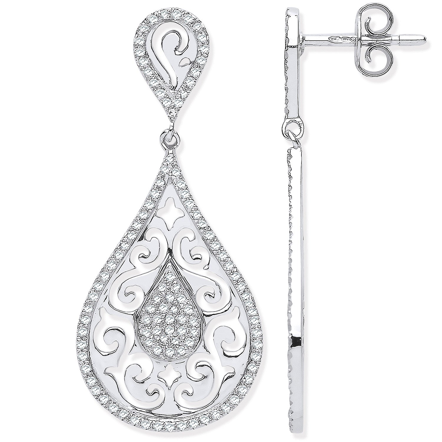 9ct White Gold 0.50ct Dia Drop Earrings