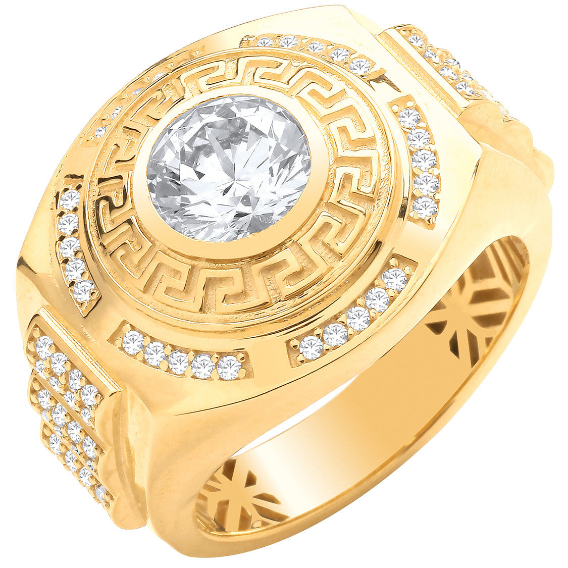 Y/G Large Round CZ Gents Ring
