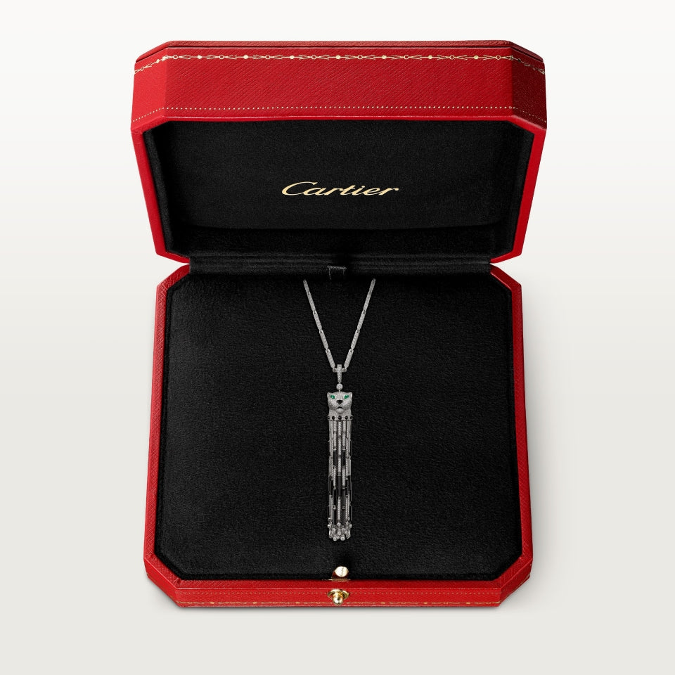 Cartier Panthère de Cartier Long Necklace White Gold Onyx Emerald Diamonds