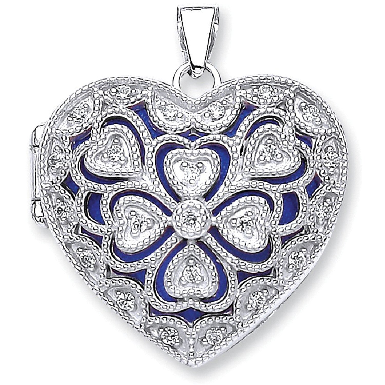 Silver Heart Cz Locket