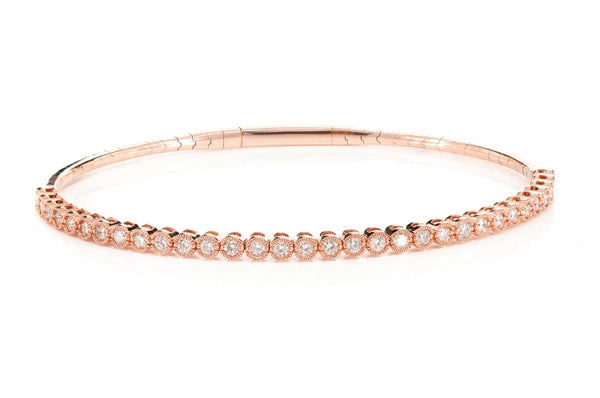 Erkals Jewellers Milgrain Flex Diamond Bangle Bracelet 18K Gold 1.00ctw