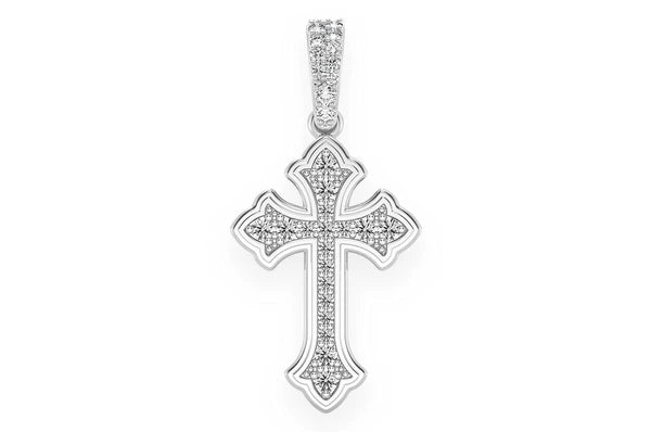 0.25ct Diamond Rounded Cross Pendant 14K Solid Gold