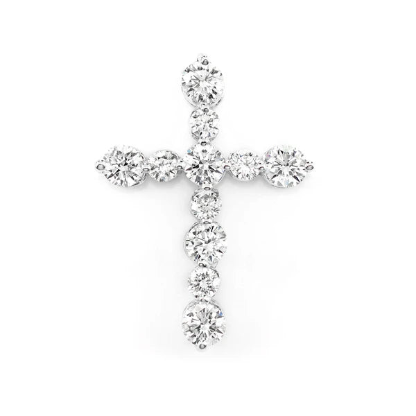 Erkals Jewellers Shared Prong Hidden Bail Cross Pendant 18K Gold Diamond 0.85ctw