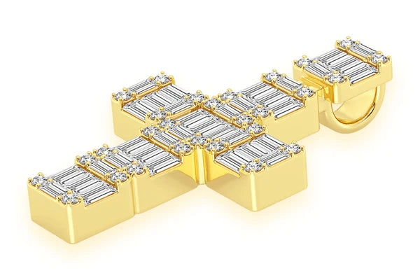Erkals Jewellers Baguette Cross Pendant 18K Gold Diamond 1.80ctw
