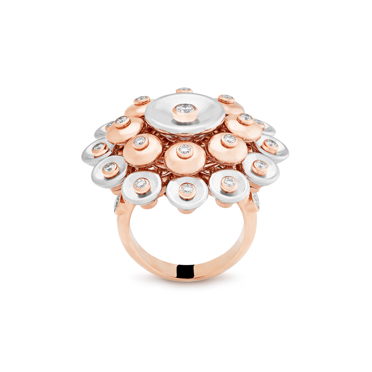 Van Cleef & Arpels Bouton d'Or Ring 18K Rose Gold White Gold Diamond