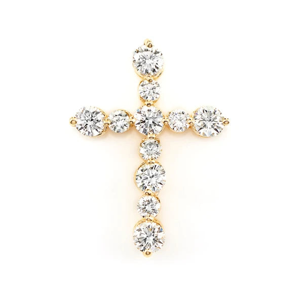 Erkals Jewellers Shared Prong Hidden Bail Cross Pendant 18K Gold Diamond 0.85ctw