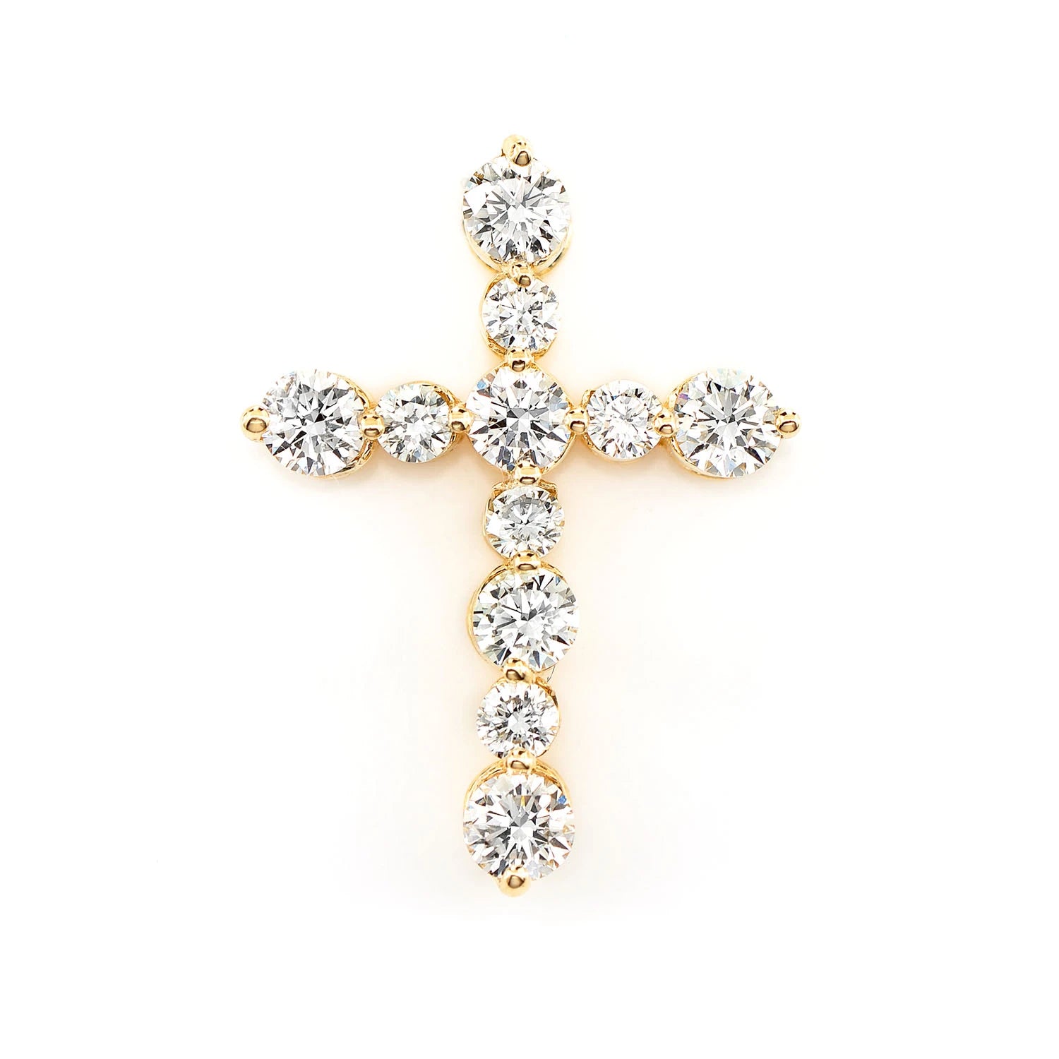 Erkals Jewellers Shared Prong Hidden Bail Cross Pendant 18K Gold Diamond 0.85ctw