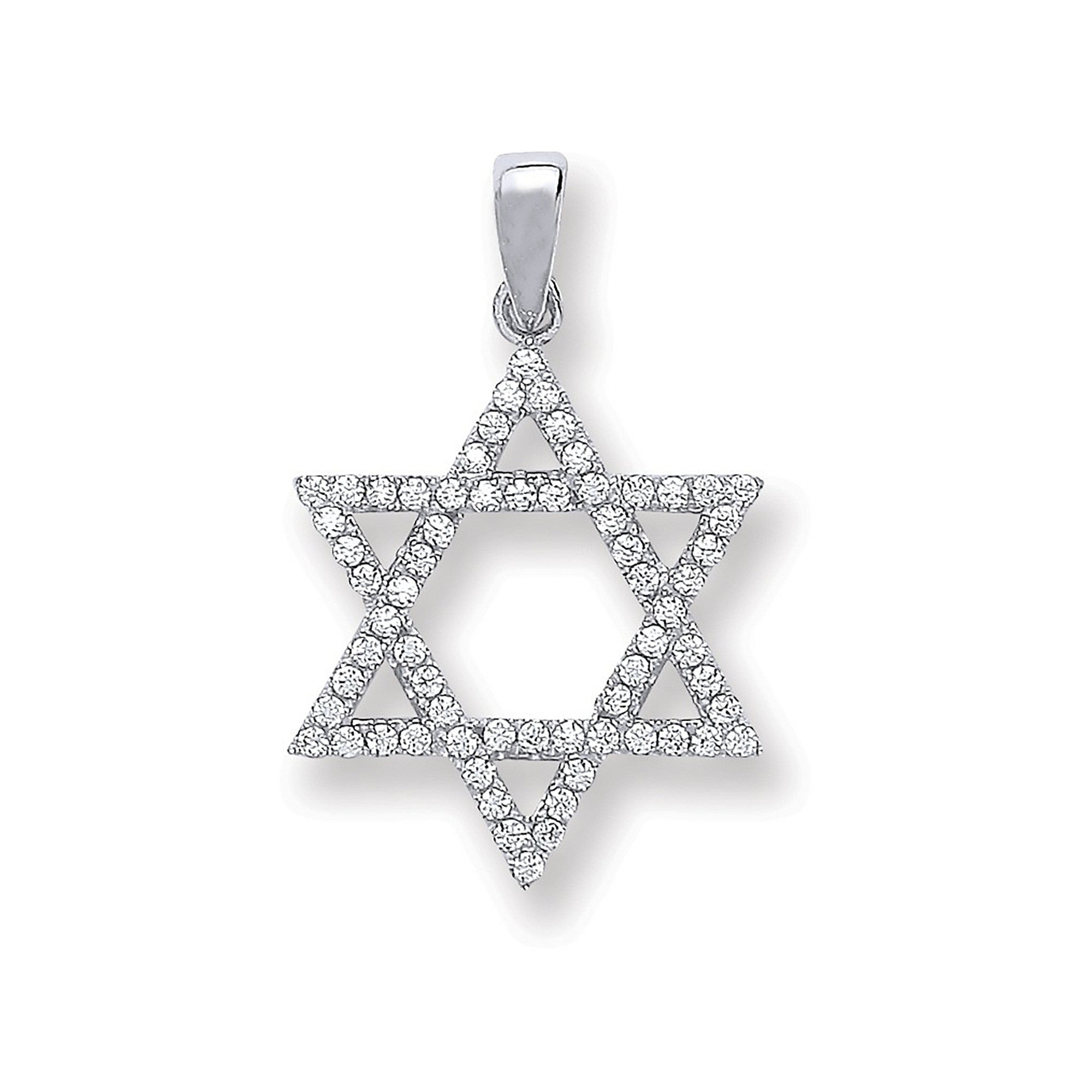 Silver Cz Star Of David Pendant