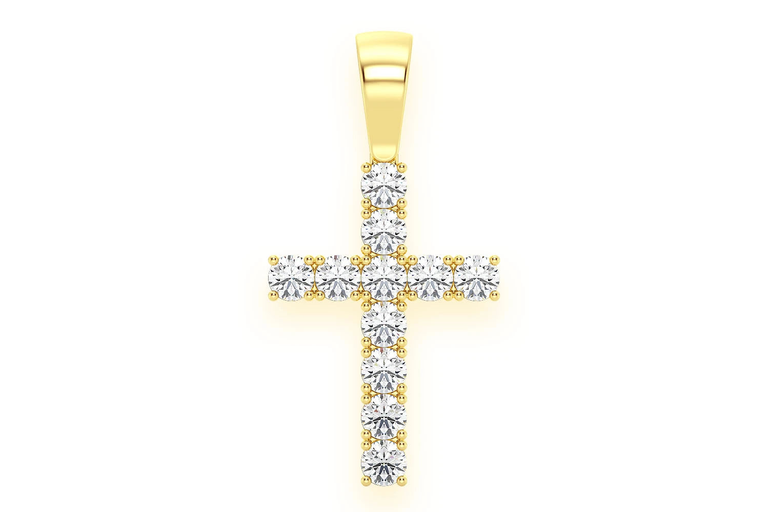 Erkals Jewellers One Row Basket Cross Pendant 18K Gold Diamond 3.75ctw