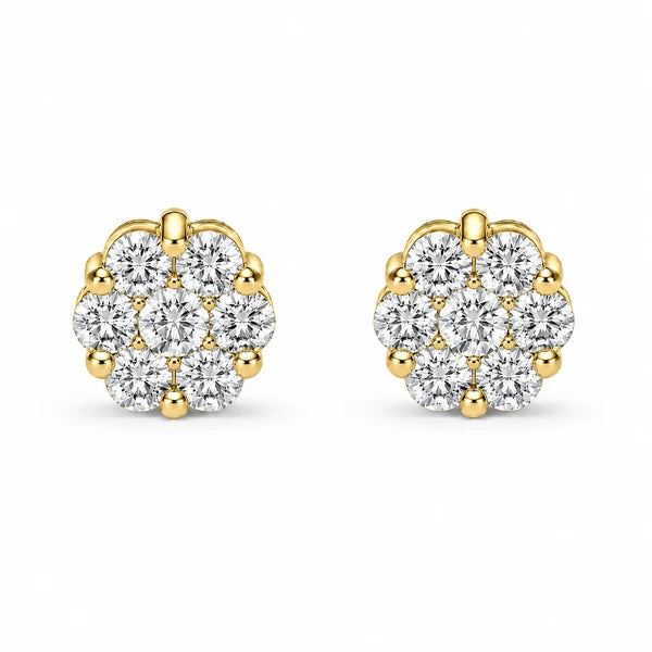 Erkals Jewellers Flower Stud Earrings 18K Gold 0.75ctw