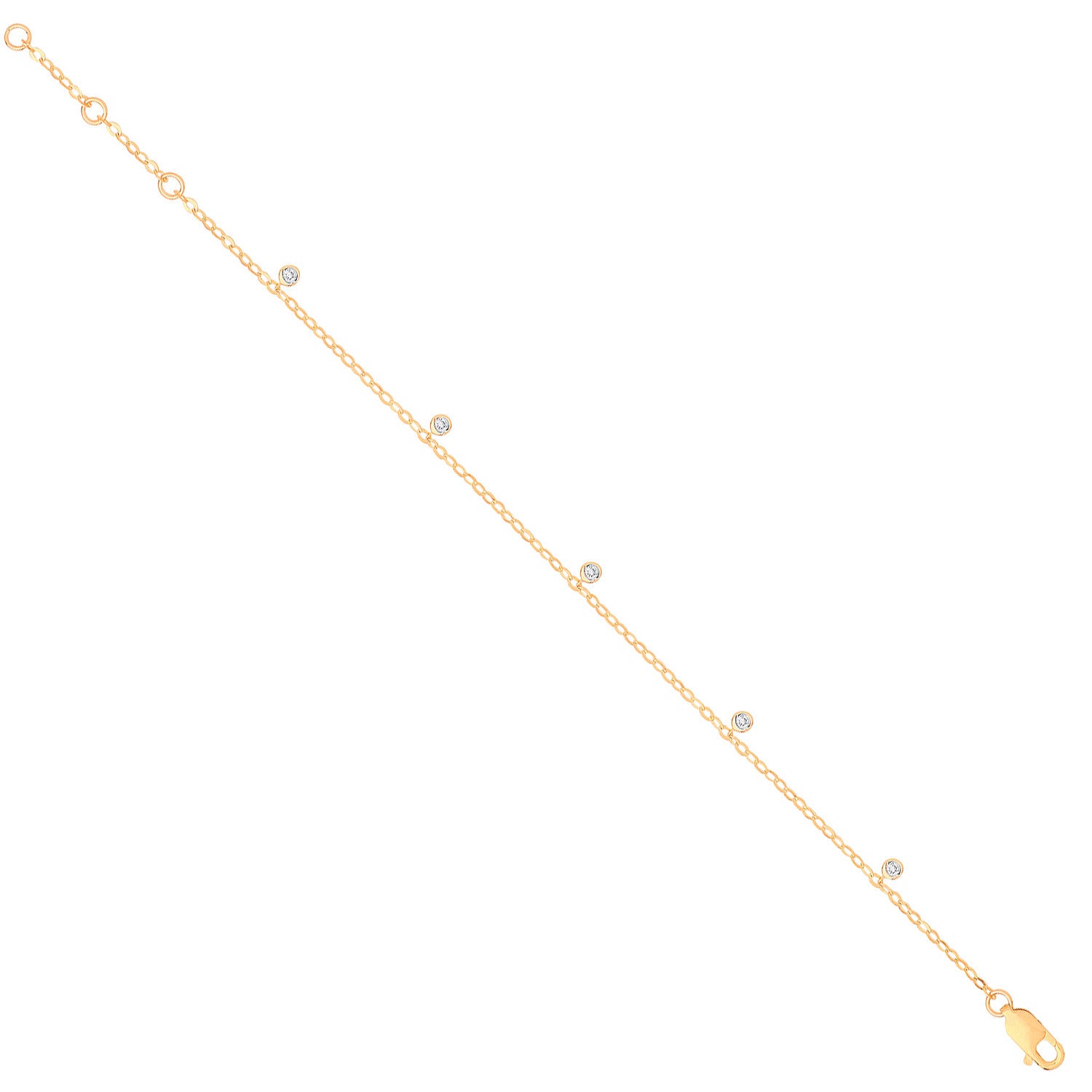 9ct Yellow Gold Rub-Over 0.10ctw Diamond Bracelet