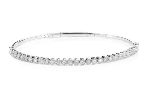 Erkals Jewellers Milgrain Flex Diamond Bangle Bracelet 18K Gold 1.00ctw