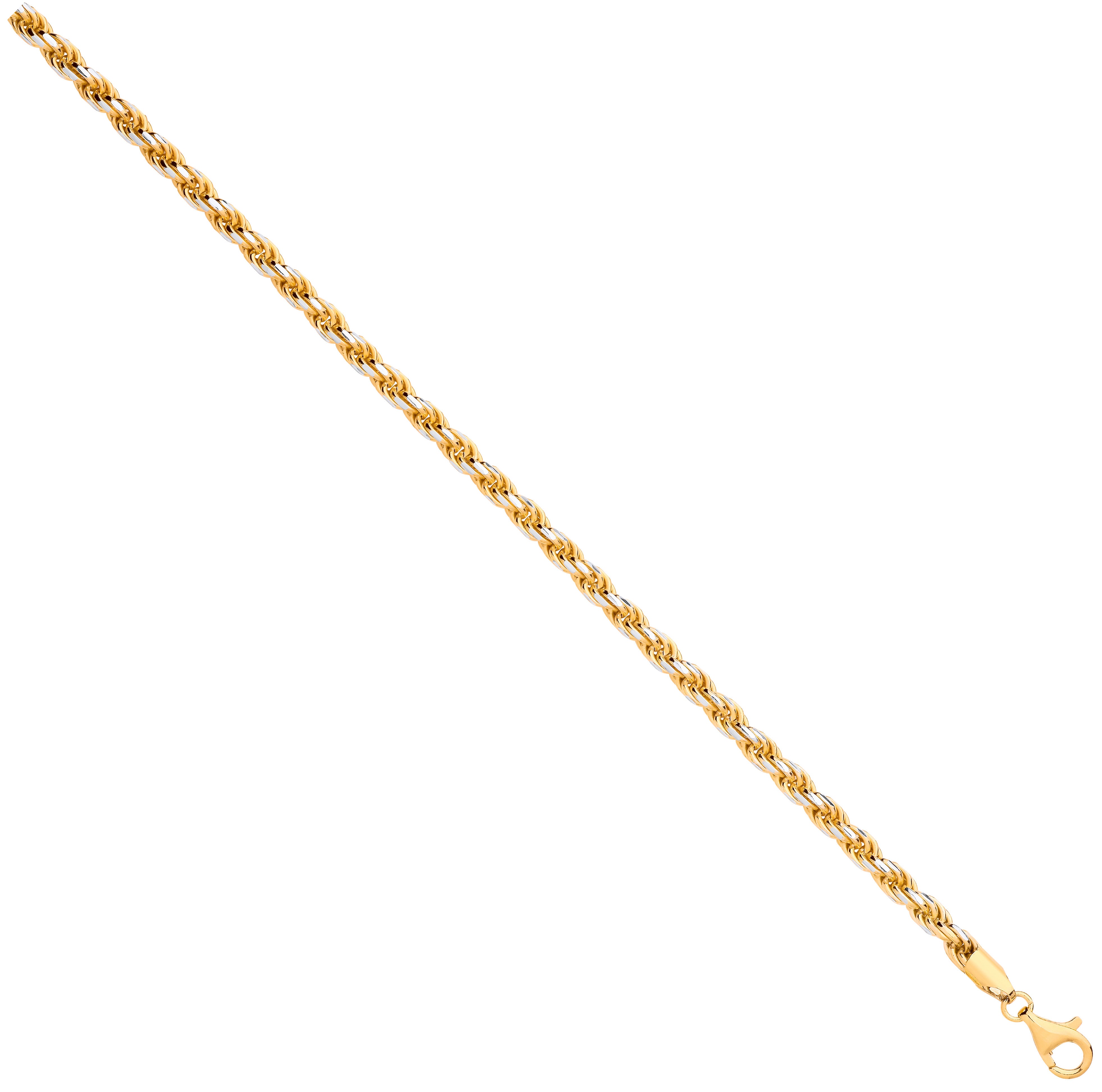 Gold Plated Silver 4.6mm Rope Chain White Tips