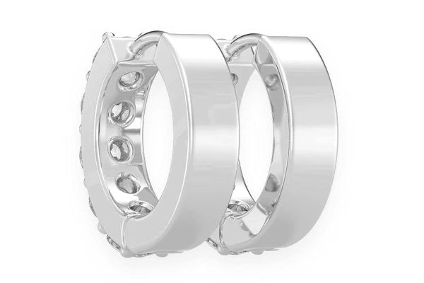 Erkals Jewellers One Row Huggie Hoop Earrings 18K Gold 0.80ctw