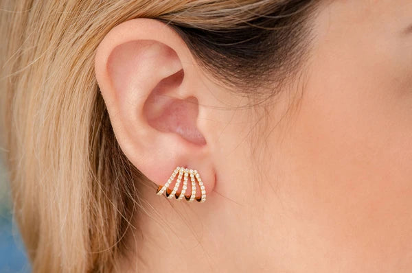 Erkals Jewellers Five Row Cuff Earrings 18K Gold 1.00ctw