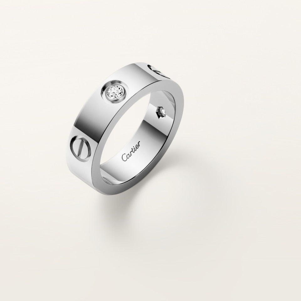 Cartier LOVE Ring Classic Model 3 Diamonds White Gold