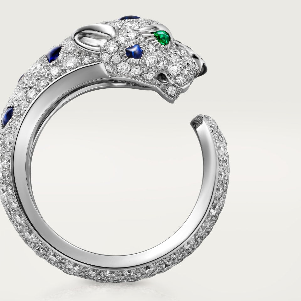 Cartier Panthère de Cartier Ring Medium Model Half-Paved White Gold