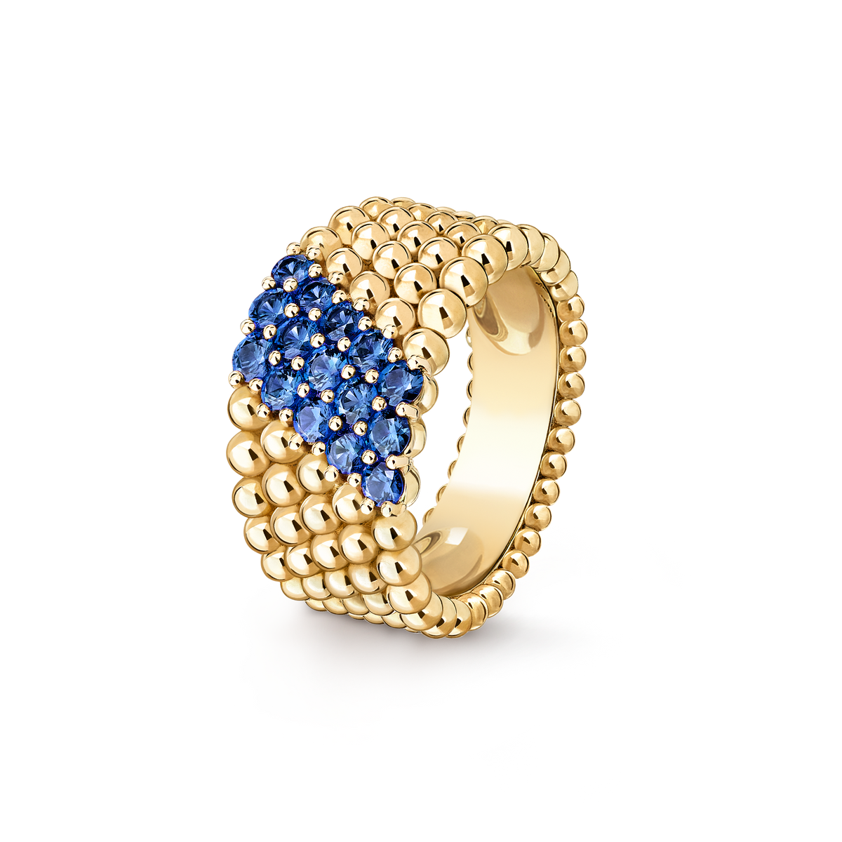 Van Cleef & Arpels Perlée Couleurs 5 Rows Sapphire Ring 18K Yellow Gold