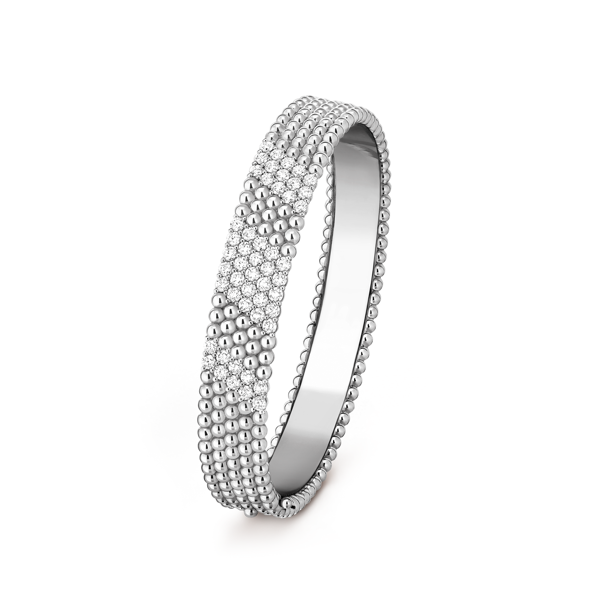 Van Cleef & Arpels Perlée 5 Rows Diamonds Medium Bracelet 18K White Gold