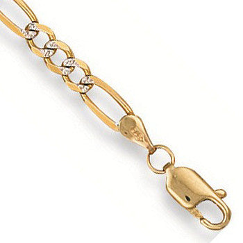 Yellow Gold Rhodium Plated Figaro Anklet - 9ct Gold
