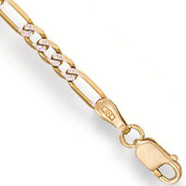 Yellow Gold Rhodium Plated Figaro Anklet - 9ct Gold