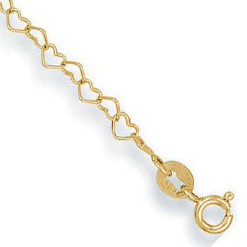 Yellow Gold Heart Anklet - 9ct Gold