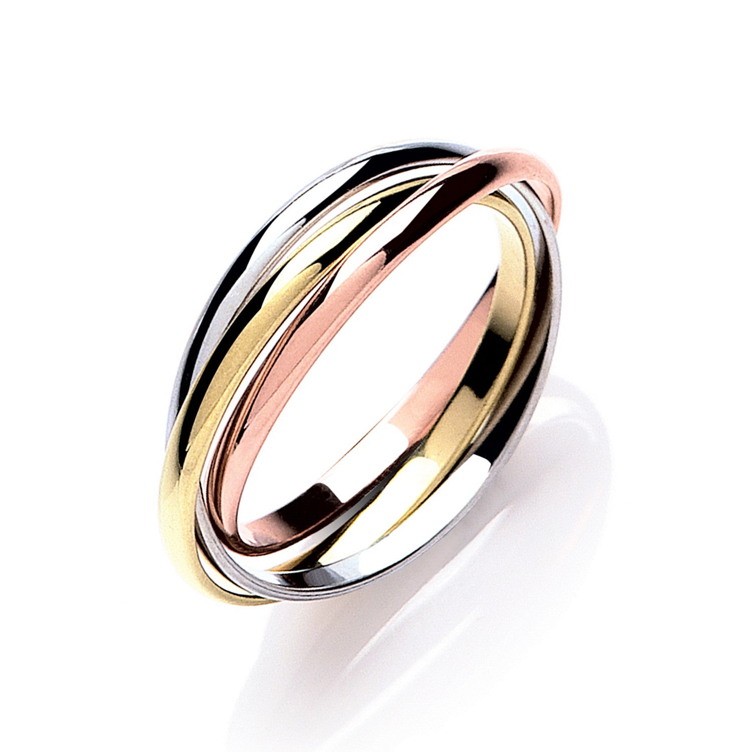 Yellow White & Rose Gold 2mm Russian Wedding Band - 9ct Gold