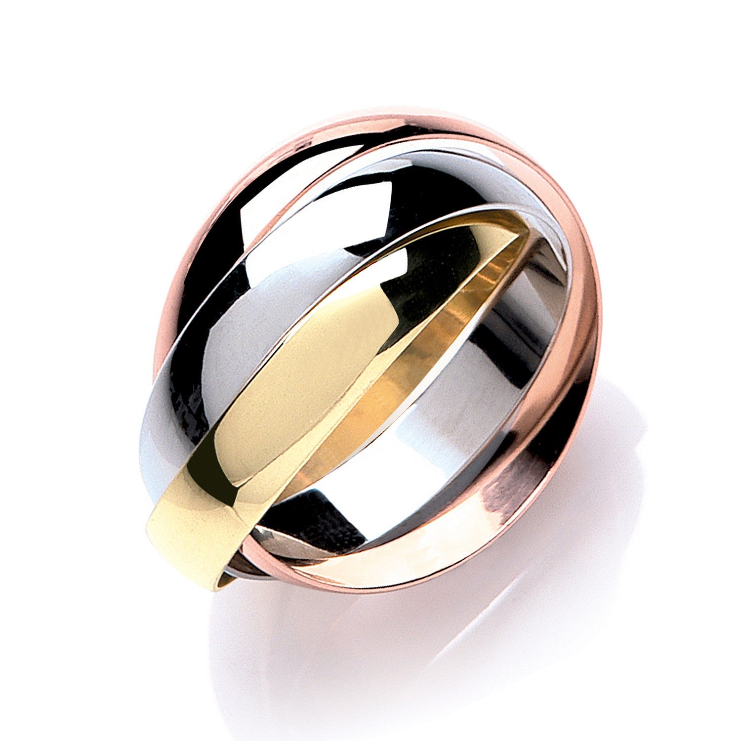 Yellow White & Rose Gold 4mm Russian Wedding Band - 9ct Gold
