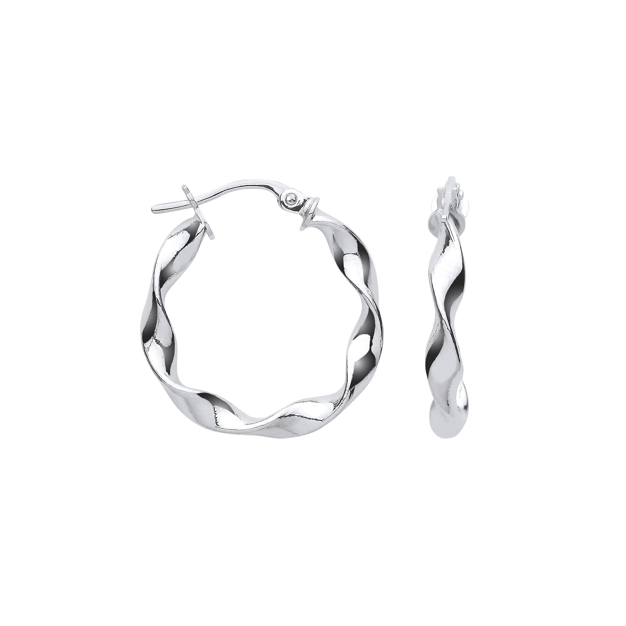 Boucles d'oreilles créoles torsadées 21mm en or blanc - Or 9 carats