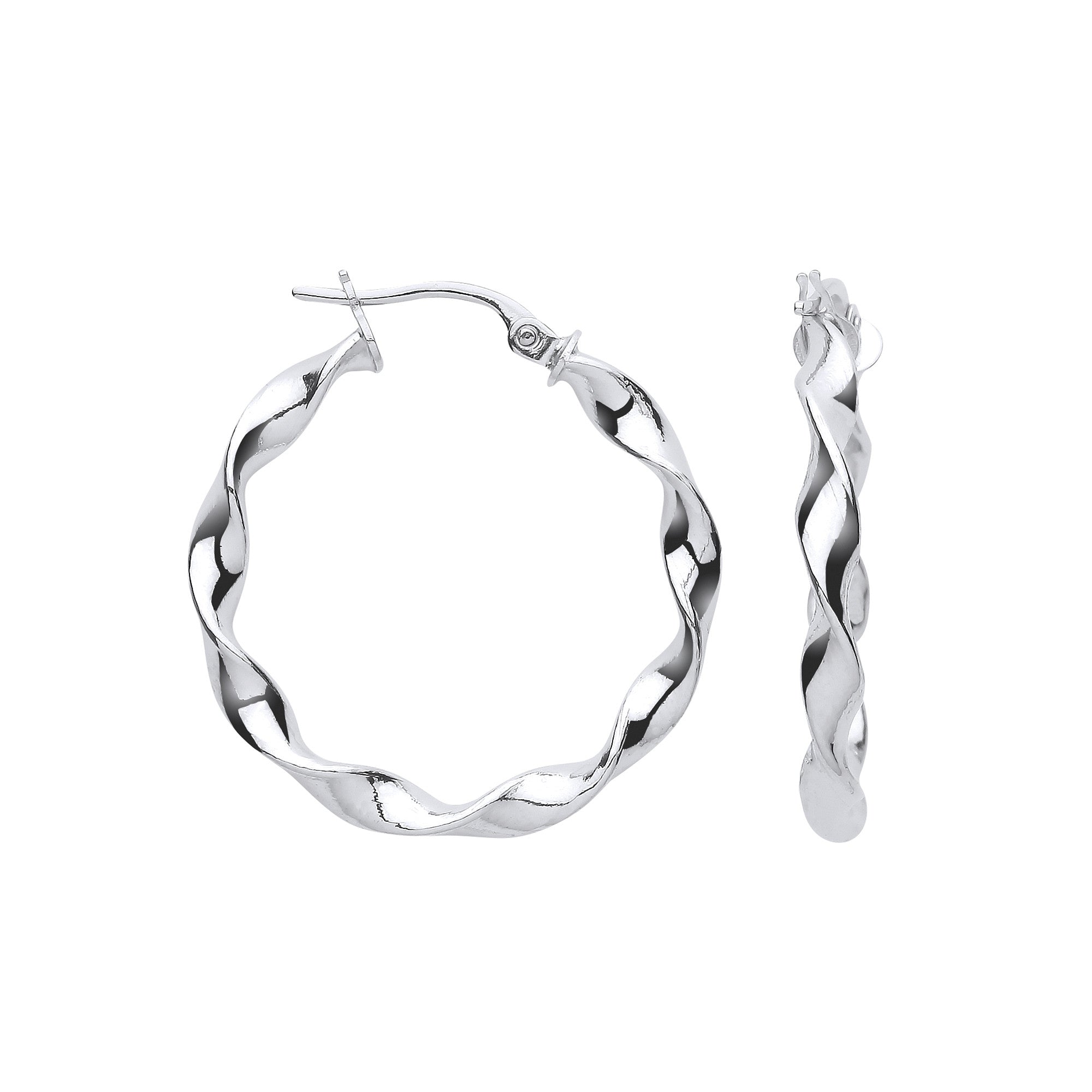 White Gold 25mm Twisted Hoop Earrings - 9ct Gold