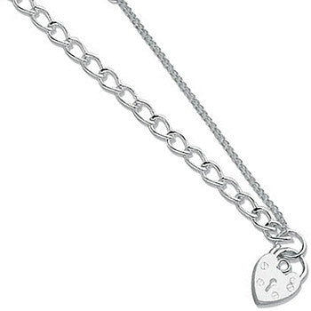 Silver Open Curb & Padlock Charm Baby 6" Bracelet - Silver