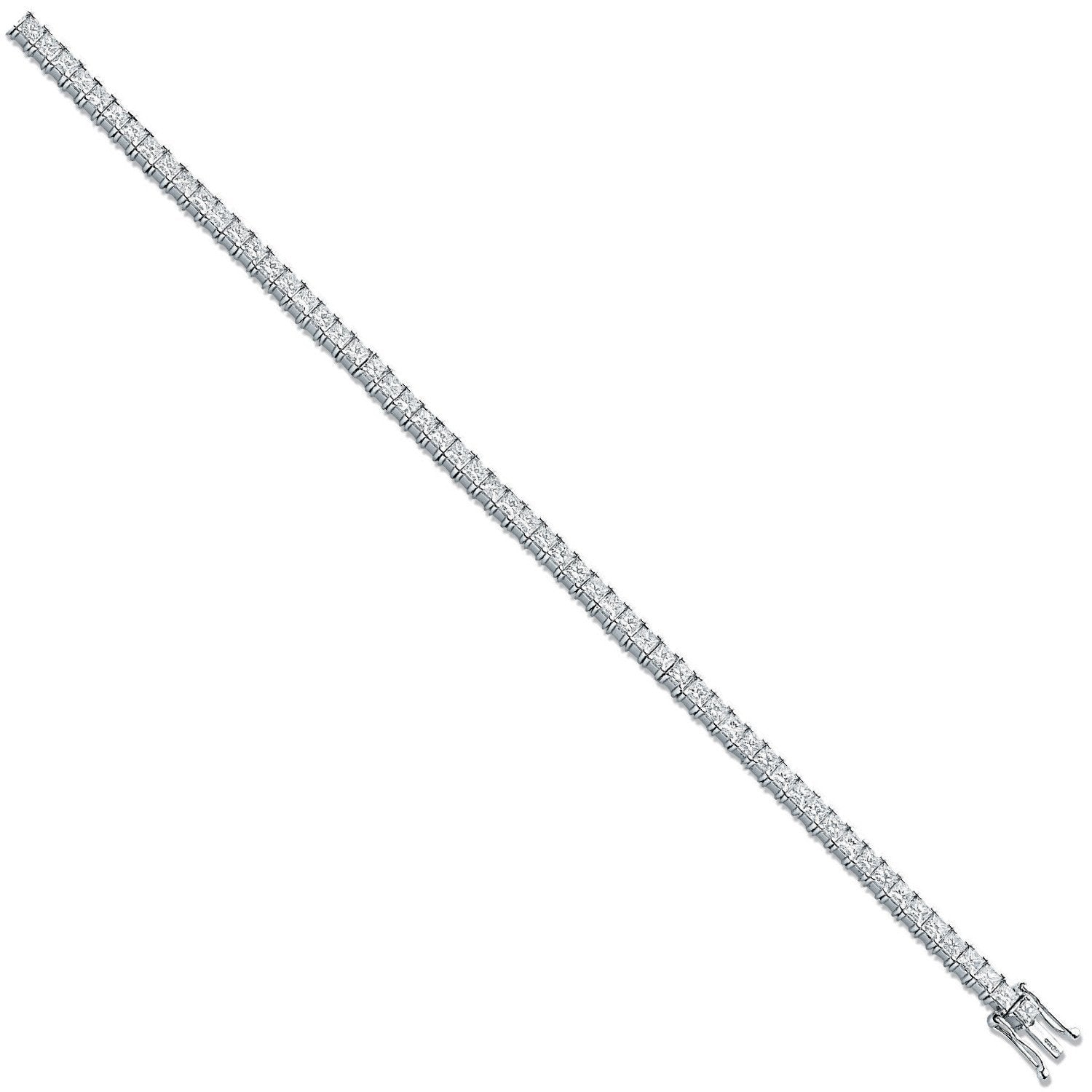 18ct White 5.00ct Princess Cut Diamond Bracelet
