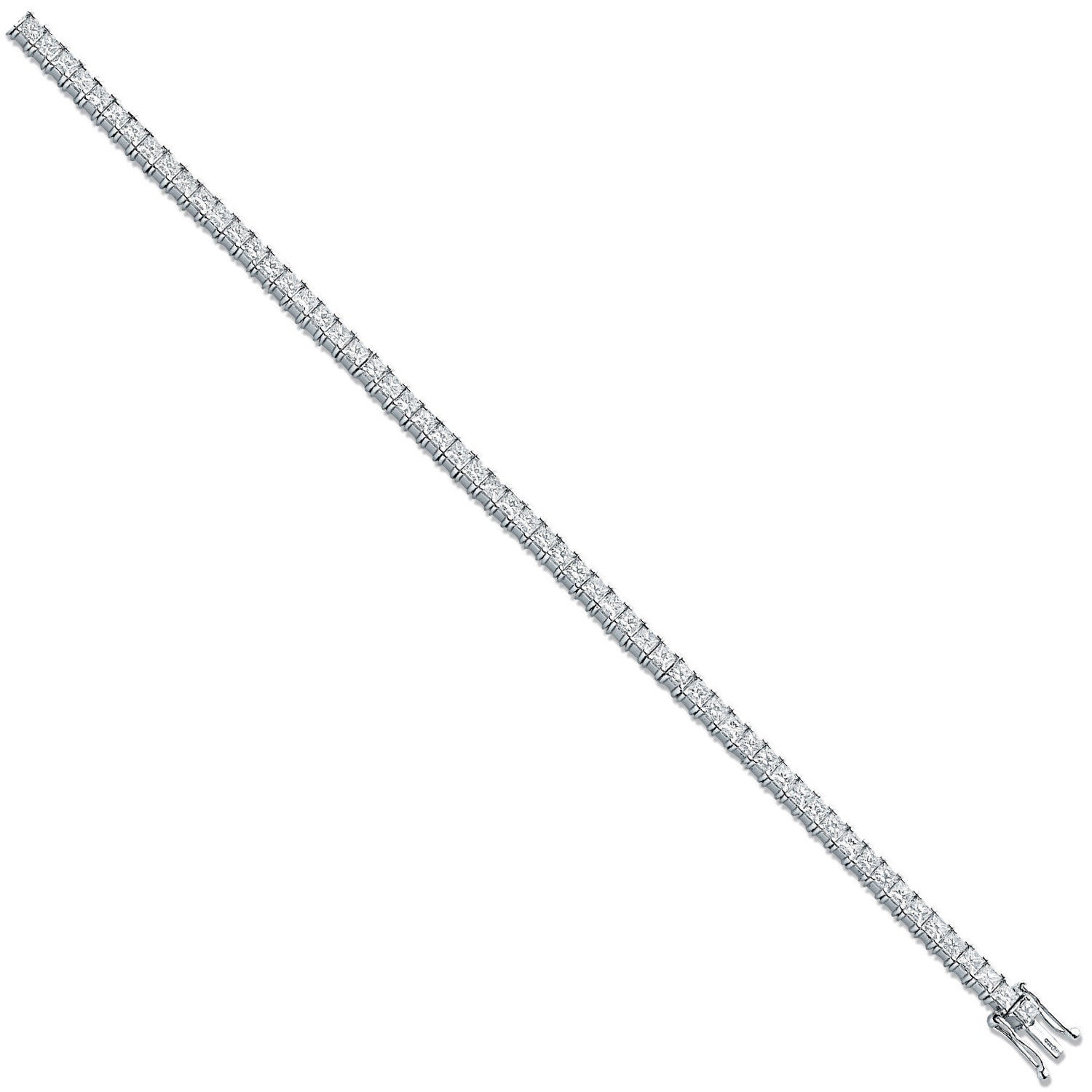 18ct White 5.00ct Princess Cut Diamond Bracelet - 18ct Gold
