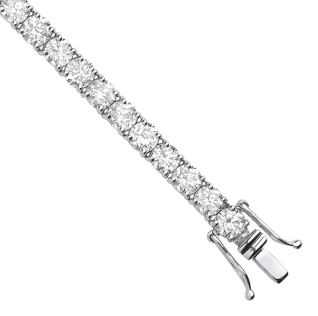 Bracelet tennis en or blanc 18 carats et diamants de 10,00 carats - Or 18 carats