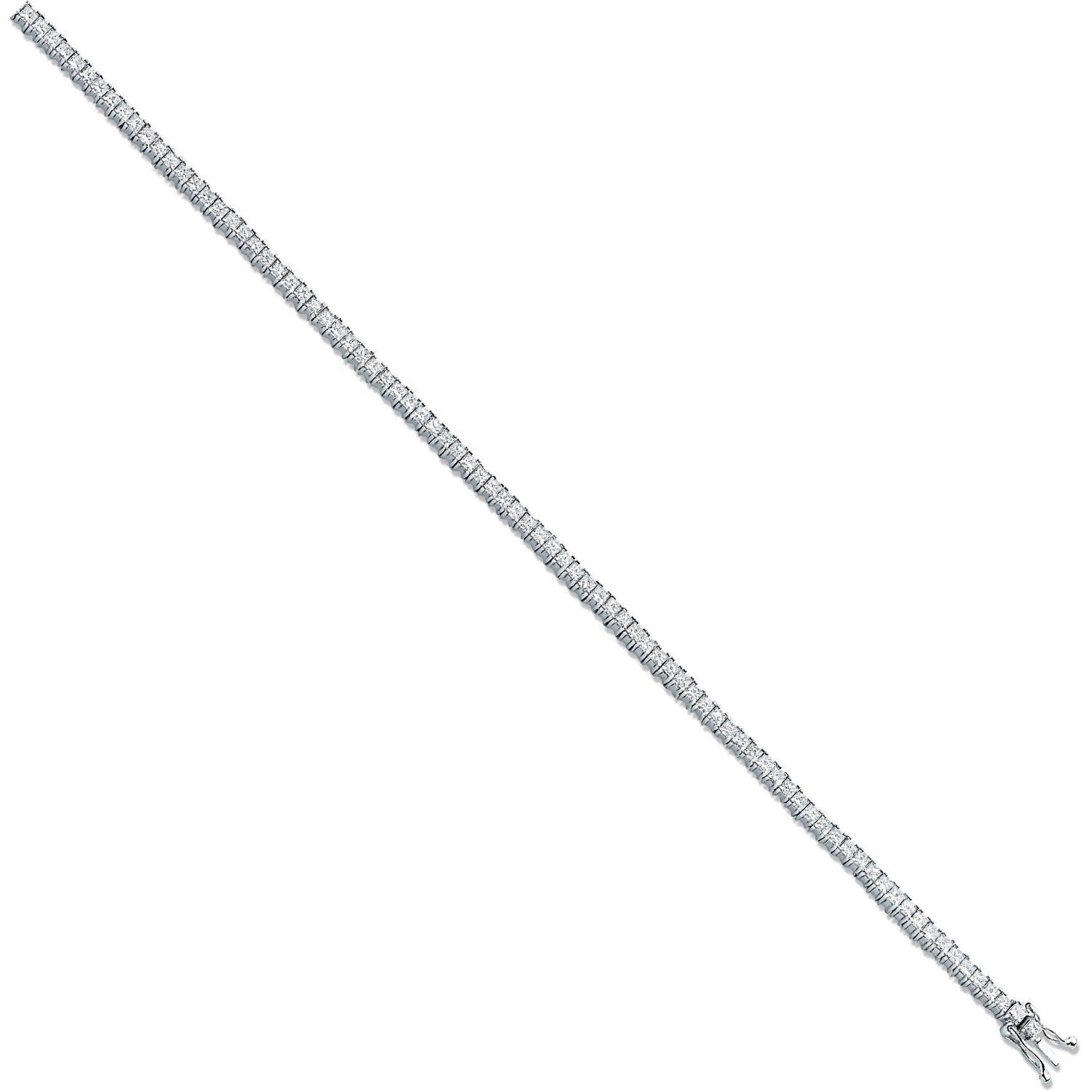 18ct White 3.00ct Princess Cut Diamond Bracelet - 18ct Gold