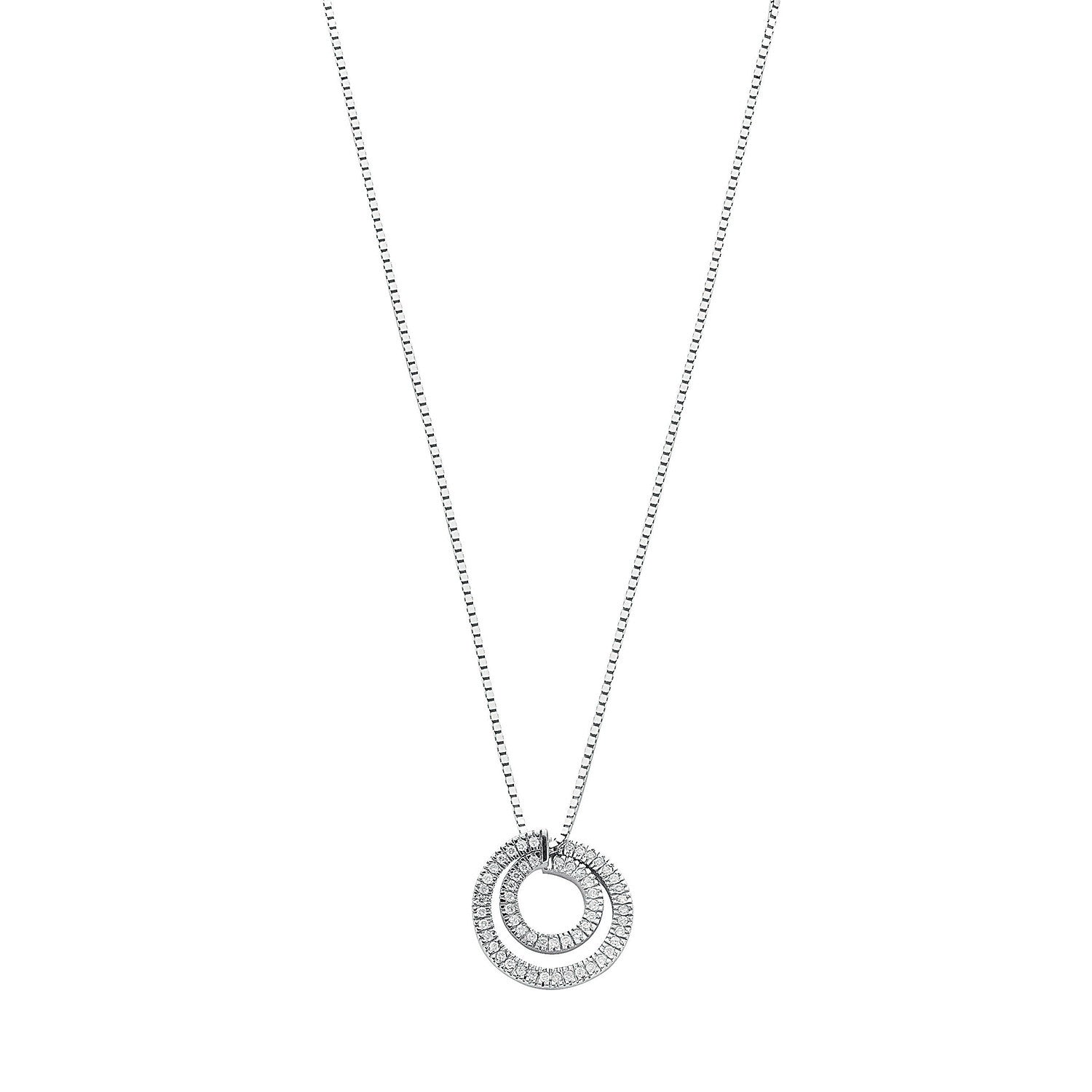 9ct White Gold 0.31ct Diamond Circle Pendant with 18in/45cm Chain - 9ct Gold