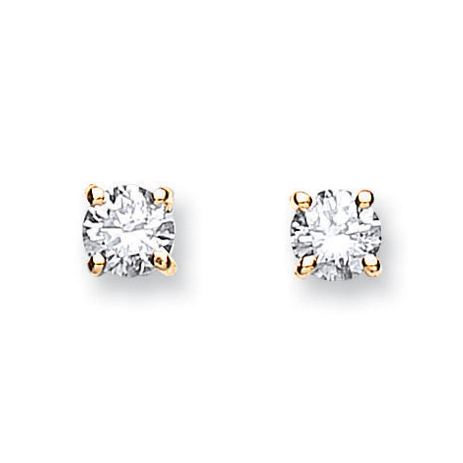 Puces d'oreilles en or jaune 18 carats serties de diamants de 0,50 carat - Or 18 carats