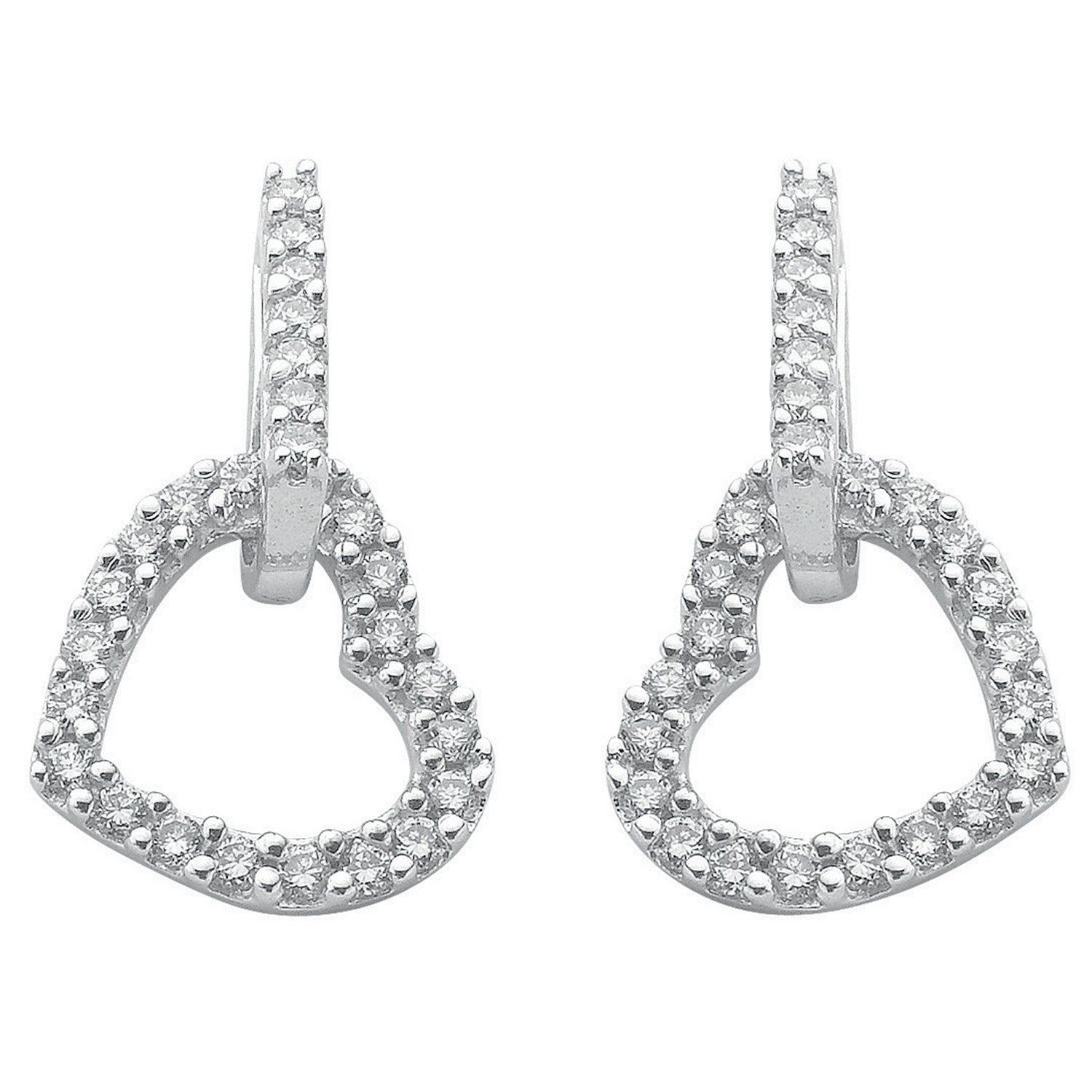9ct White Gold 0.50ct Diamond Heart Drop Earrings - 9ct Gold