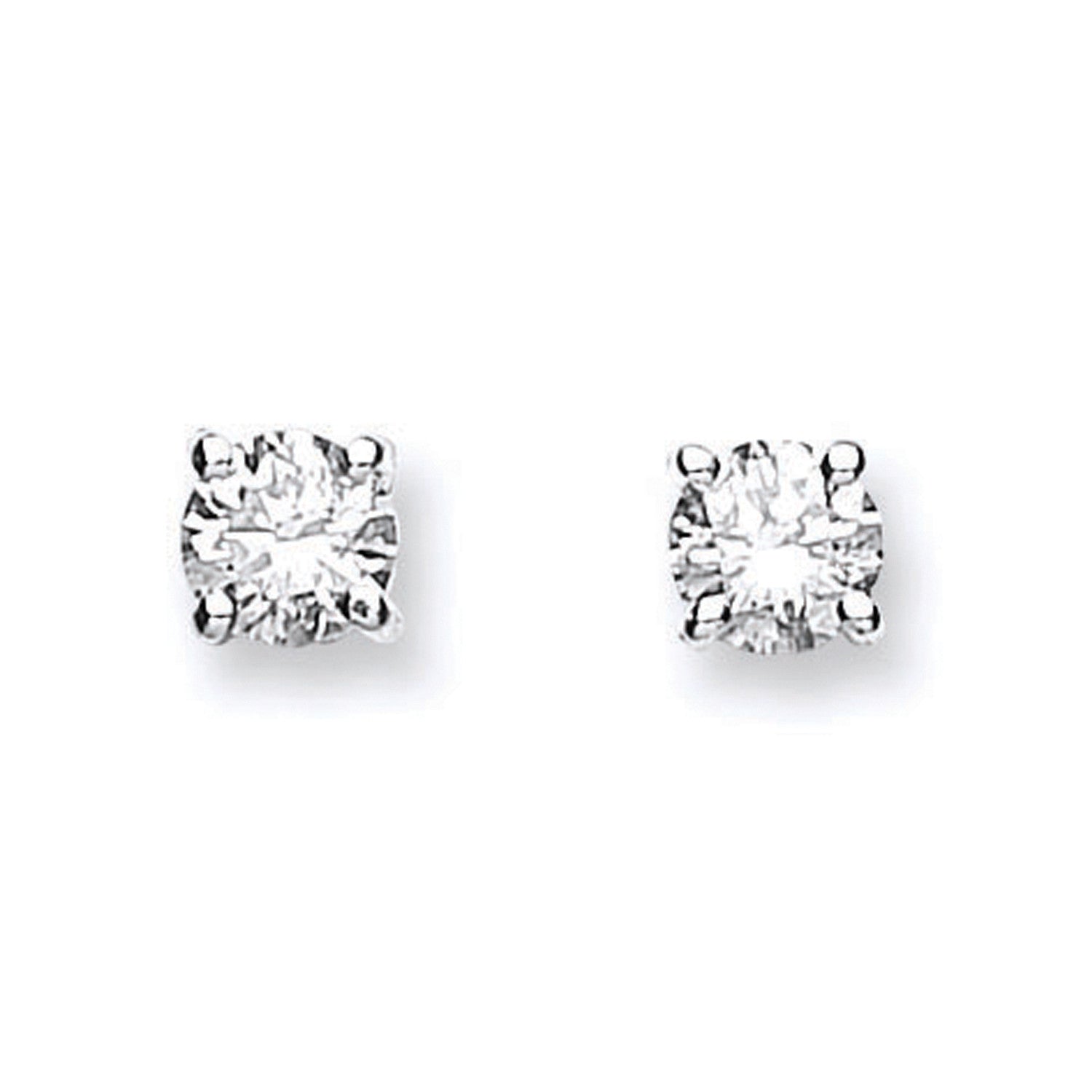18ct White Gold 0.50ct Claw Set Diamond Stud Earrings - 18ct Gold