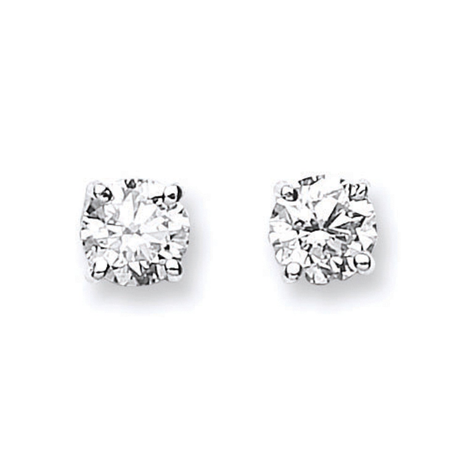 18ct White Gold 1.00ct Claw Set Diamond Stud Earrings - 18ct Gold