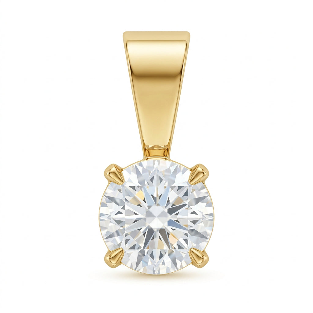 18ct Yellow Gold 0.15ct Claw Set Diamond Solitaire Pendant