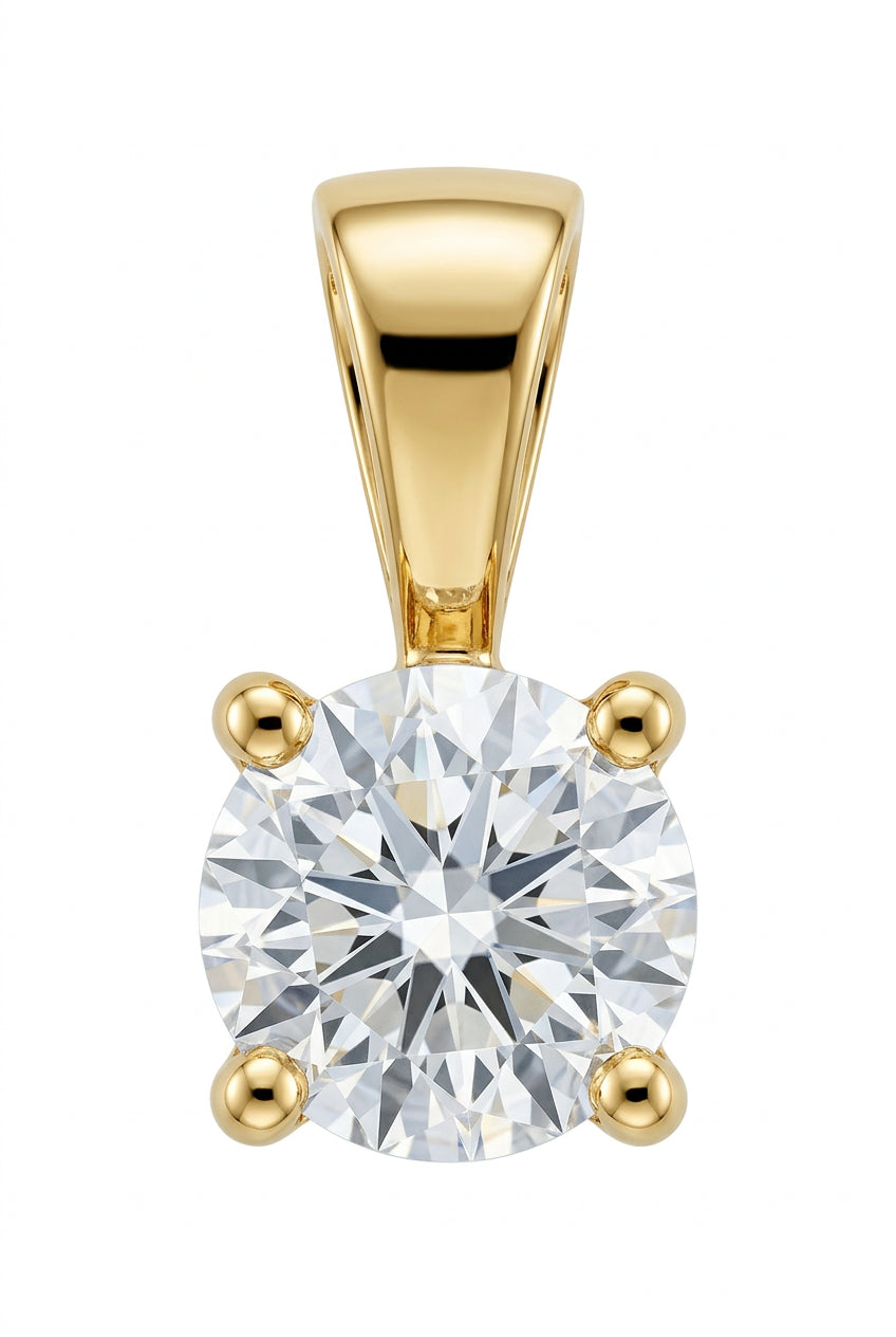18ct Yellow Gold 0.70ct Claw Set Diamond Solitaire Pendant