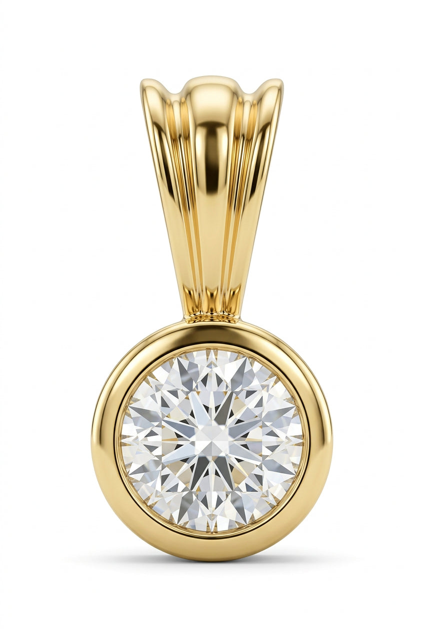 18ct Yellow Gold 0.15ct Rubover Set Diamond Solitaire Pendant